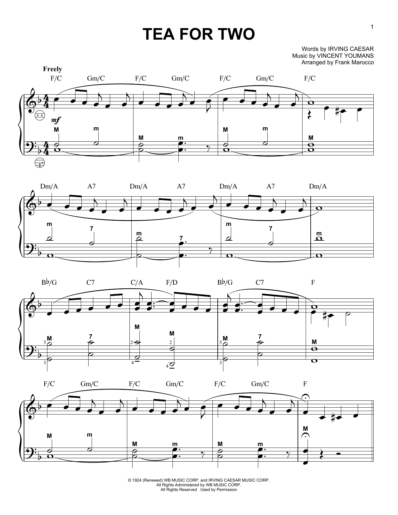 Download Frank Marocco Tea For Two Sheet Music
