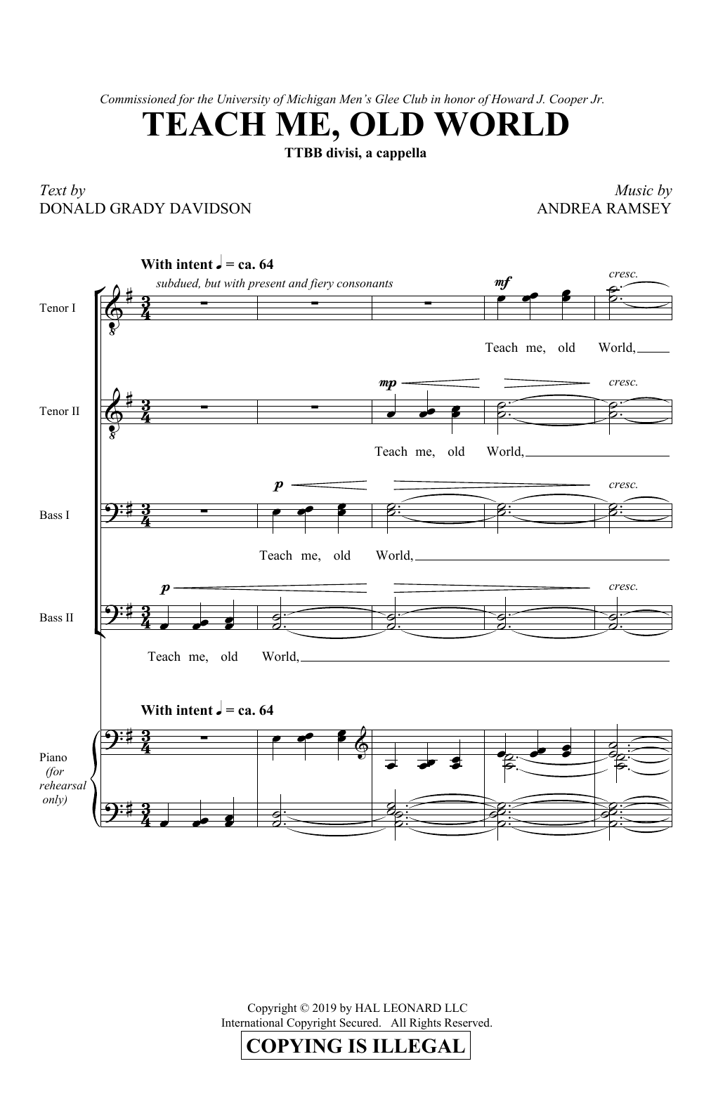 Download Donald Grady Davidson and Andrea Ram Teach Me, Old World Sheet Music