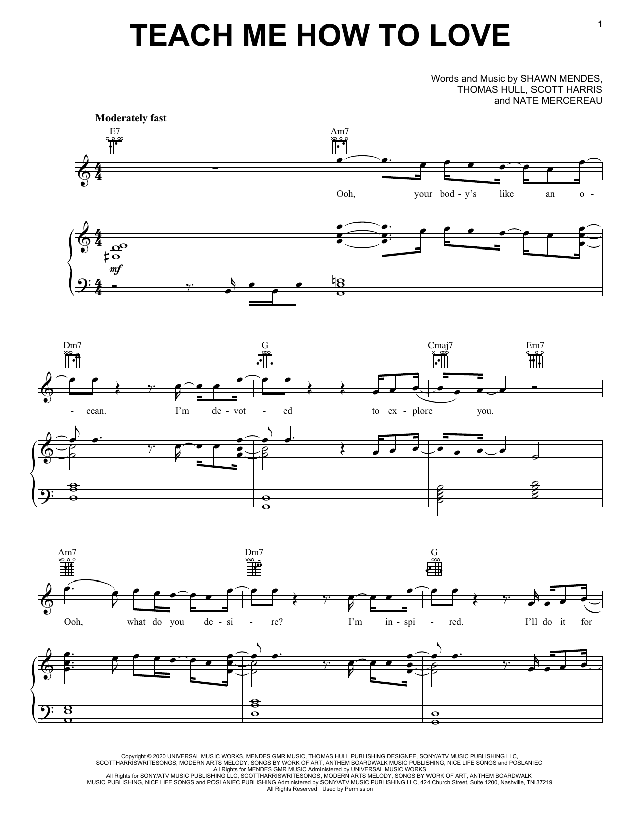 Download Shawn Mendes Teach Me How To Love Sheet Music