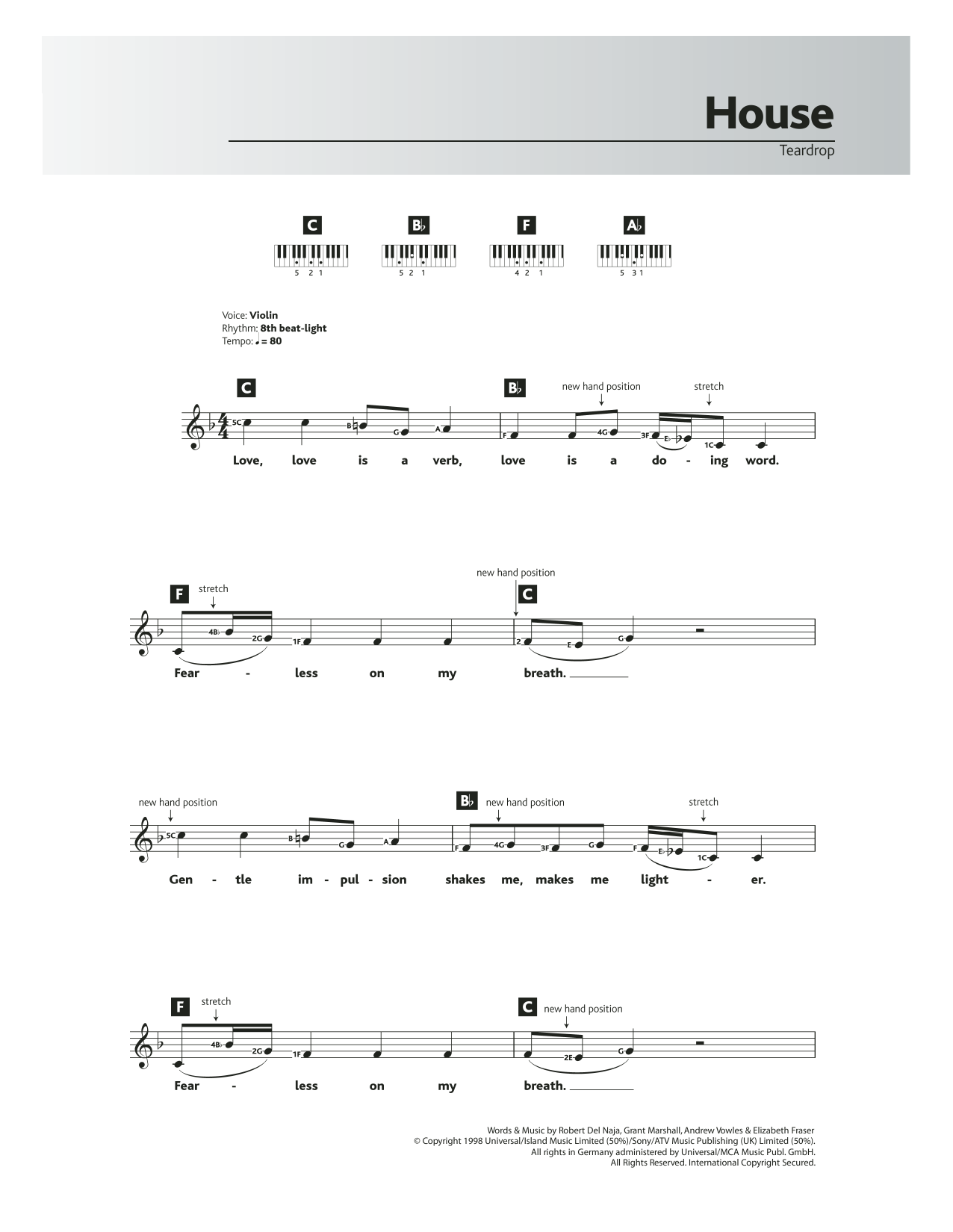 Download Massive Attack Teardrop (theme from House) Sheet Music