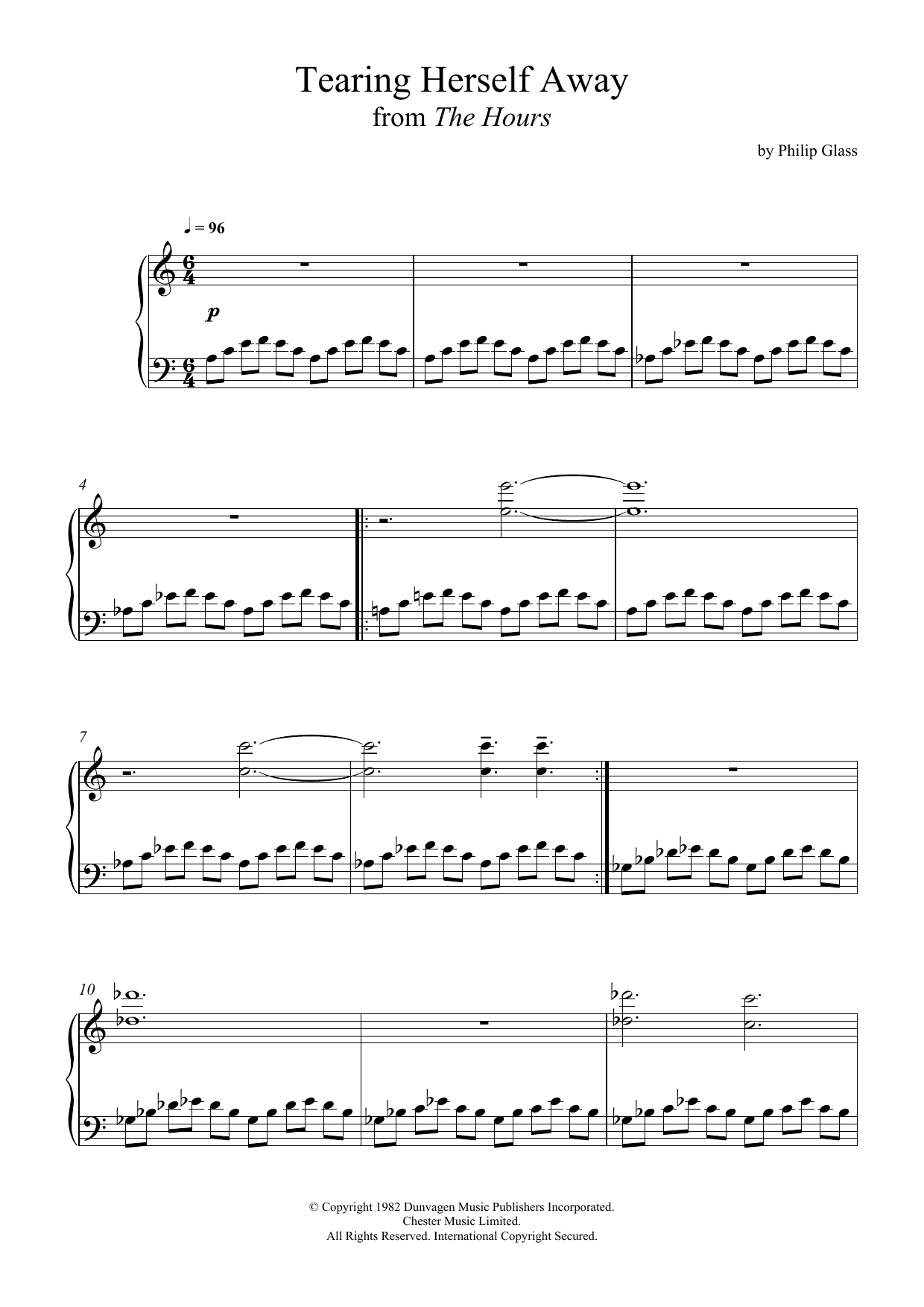 Download Philip Glass Tearing Herself Away (from 'The Hours') Sheet Music