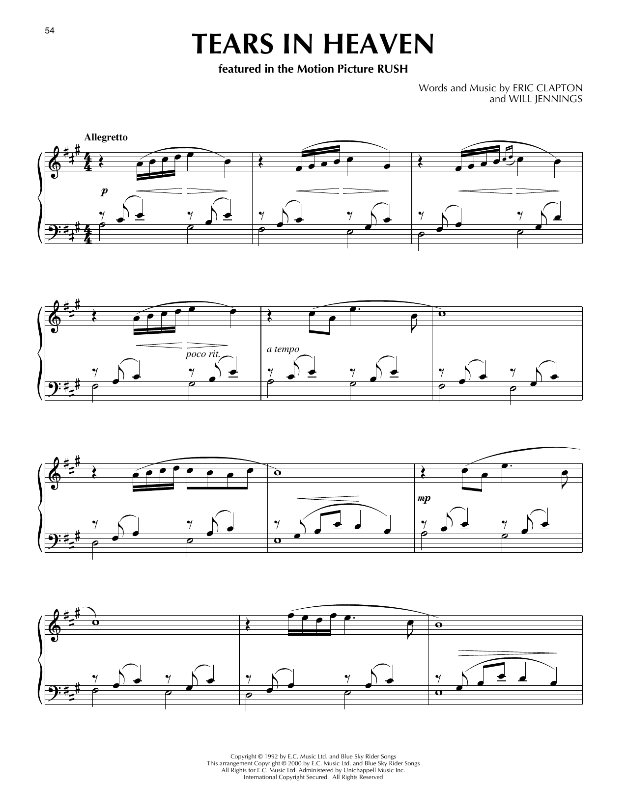 Download Eric Clapton Tears In Heaven (from Rush) (arr. Phill Sheet Music