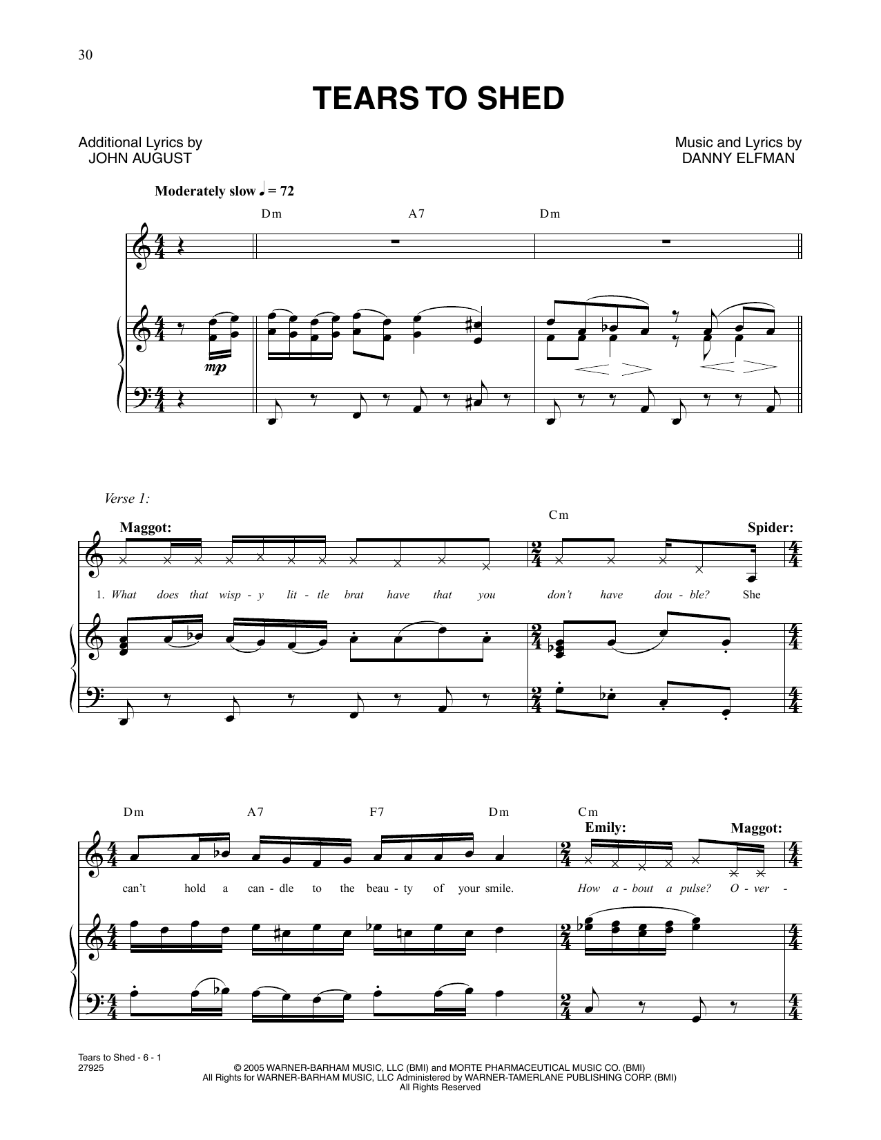 Download Danny Elfman Tears To Shed (from Corpse Bride) Sheet Music