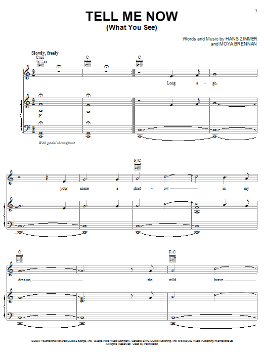 Download Hans Zimmer Tell Me Now (What You See) (from King A Sheet Music
