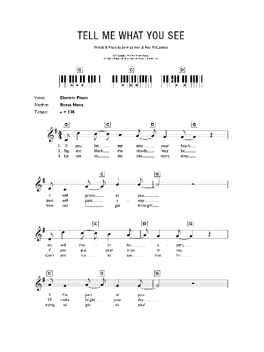 Download The Beatles Tell Me What You See Sheet Music