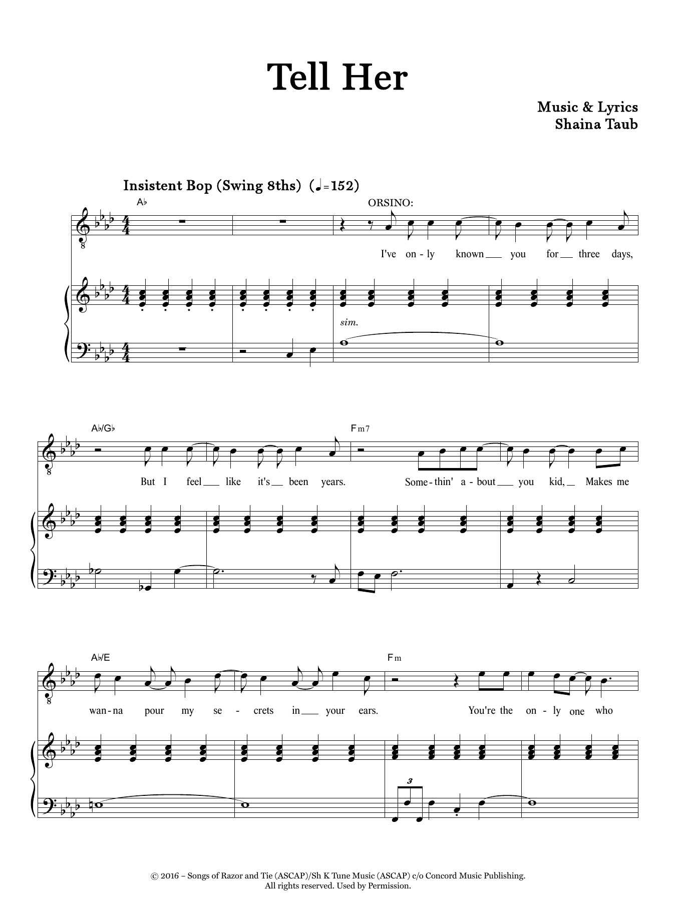 Download Shaina Taub Tell Her (from Twelfth Night) Sheet Music