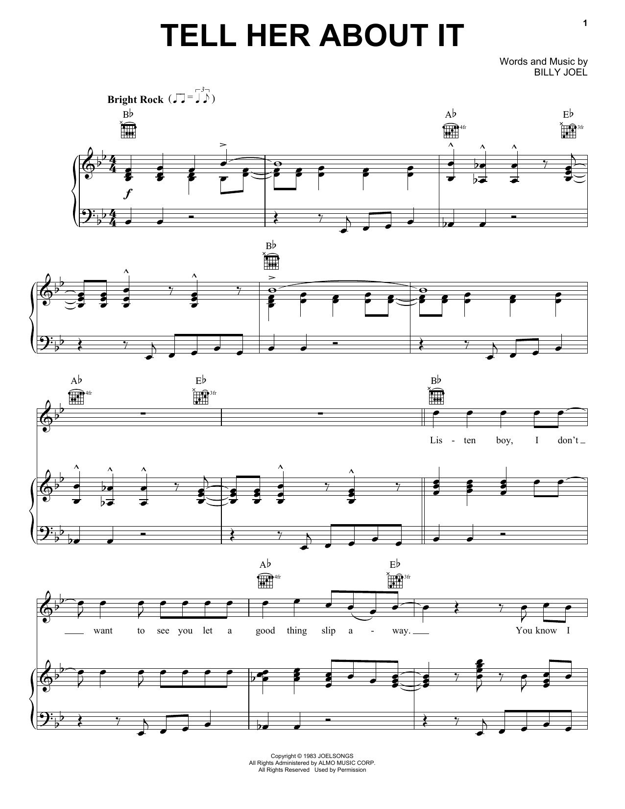 Download Billy Joel Tell Her About It Sheet Music