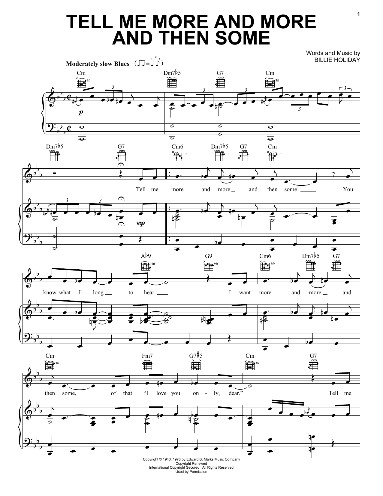 Download Billie Holiday Tell Me More And More And Then Some Sheet Music