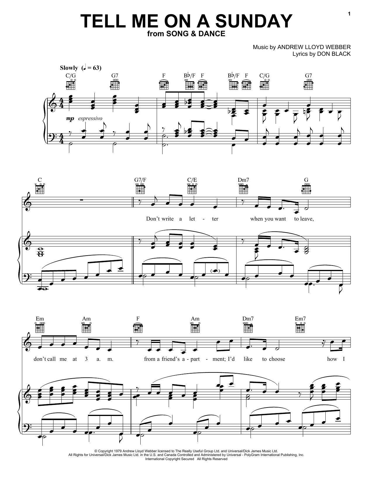 Download Andrew Lloyd Webber Tell Me On A Sunday Sheet Music