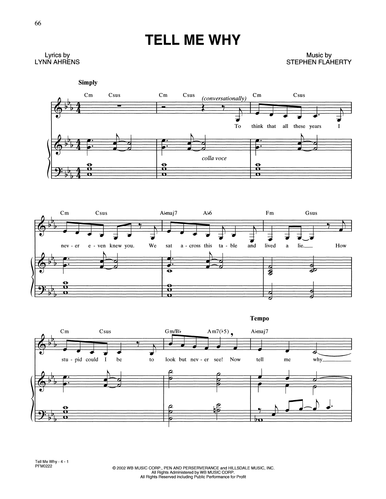 Download Lynn Ahrens and Stephen Flaherty Tell Me Why (from A Man Of No Importanc Sheet Music