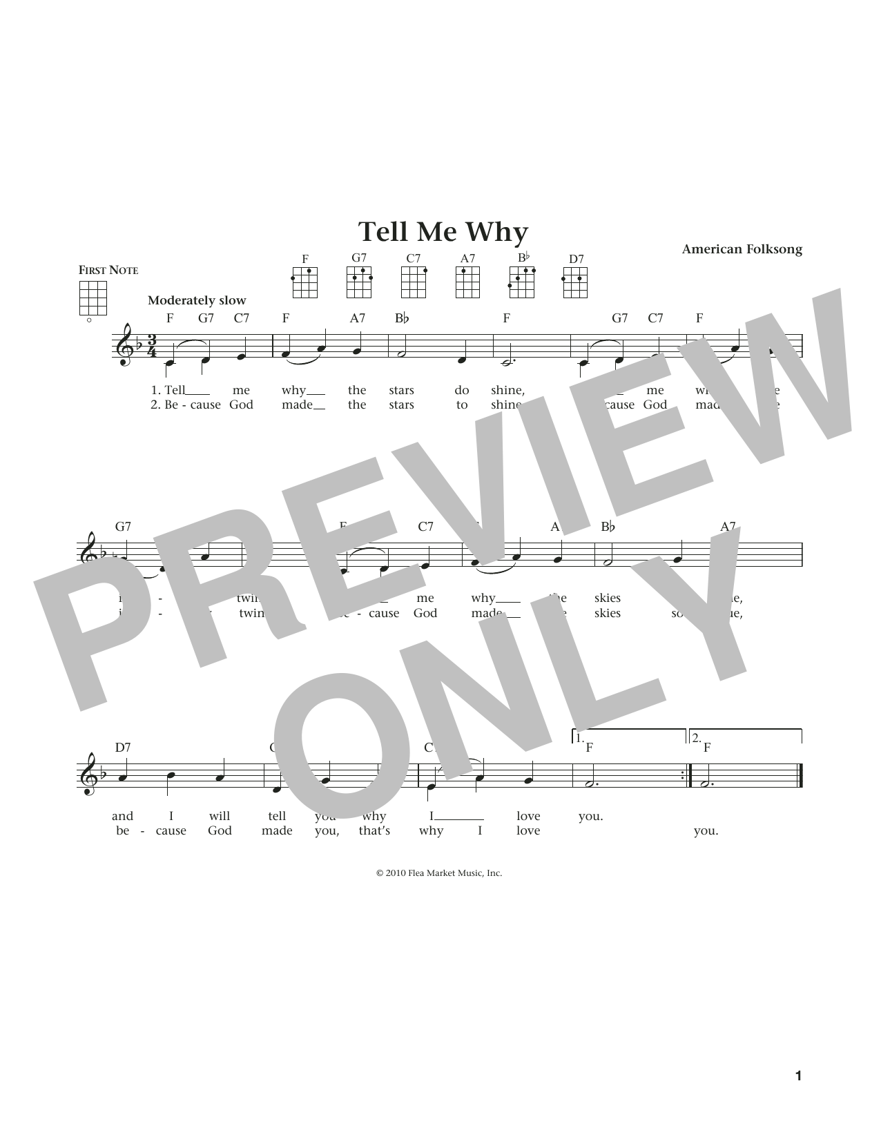 Download American Folksong Tell Me Why (from The Daily Ukulele) (a Sheet Music