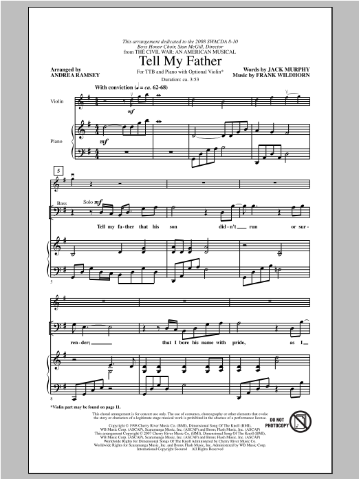 Download Jack Murphy and Frank Wildhorn Tell My Father (from The Civil War: An Sheet Music