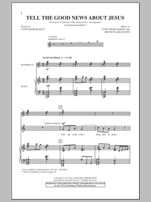 Download Lynn Shaw Bailey Tell The Good News About Jesus Sheet Music