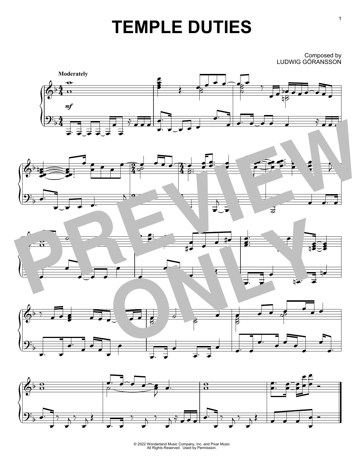 Download Ludwig Göransson Temple Duties (from Turning Red) Sheet Music