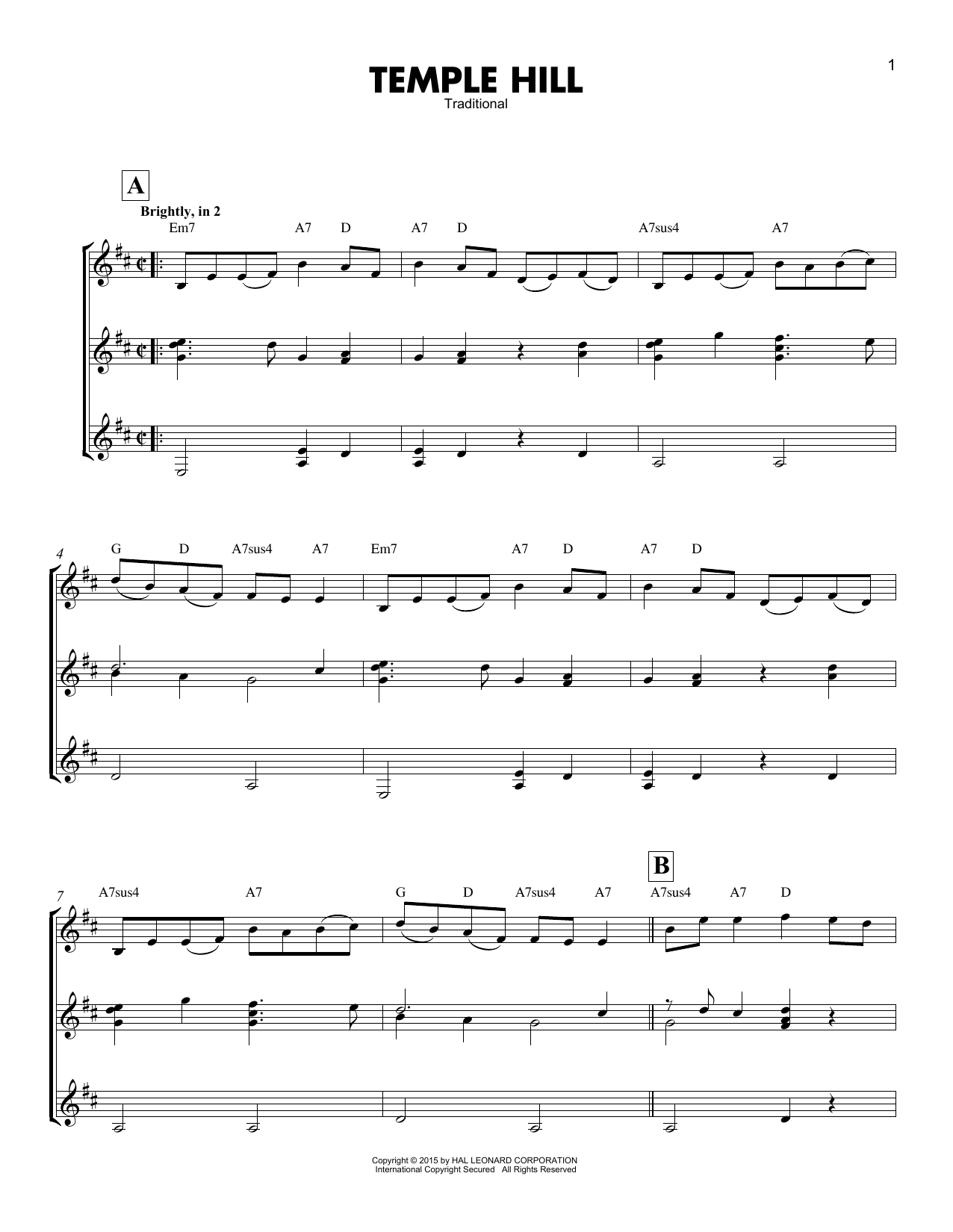 Download Traditional Temple Hill Sheet Music