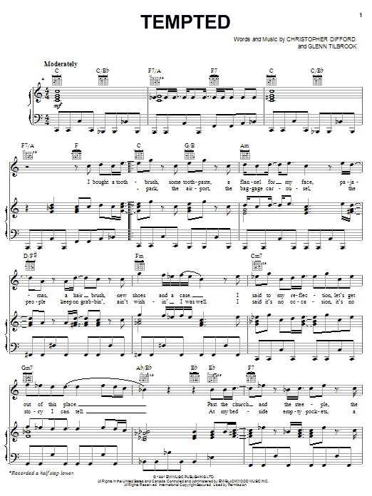 Download Squeeze Tempted Sheet Music