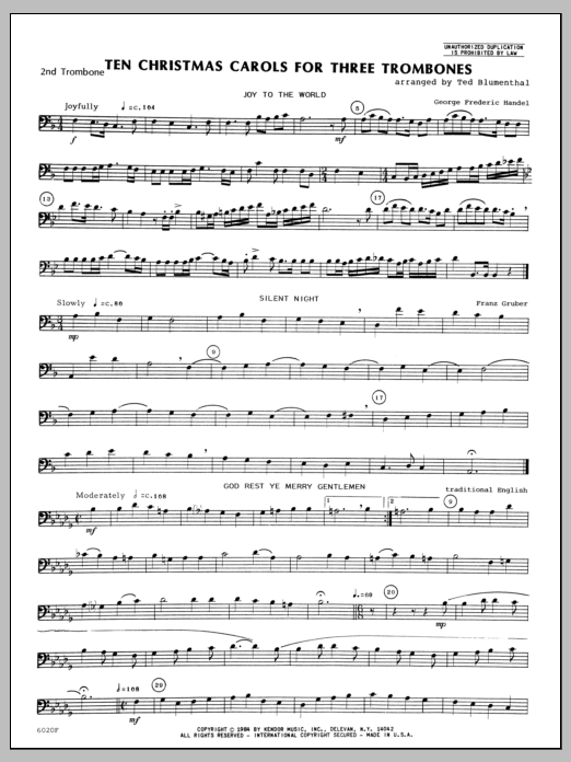 Download Blumenthal Ten Christmas Carols For 3 Trombones - Sheet Music
