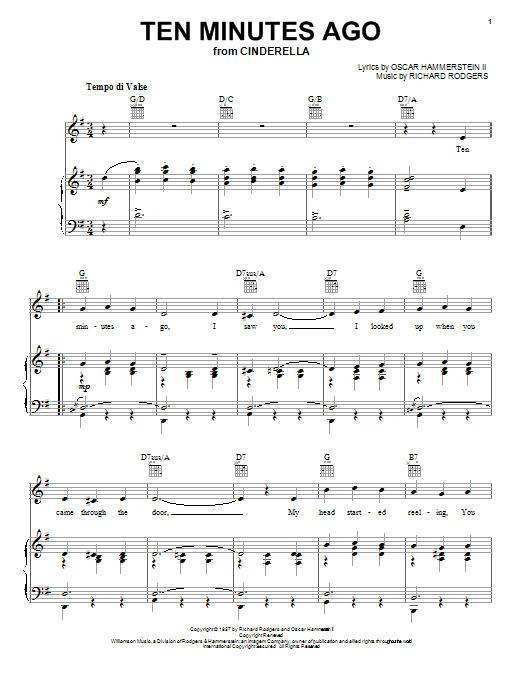 Download Rodgers & Hammerstein Ten Minutes Ago (from Cinderella) Sheet Music