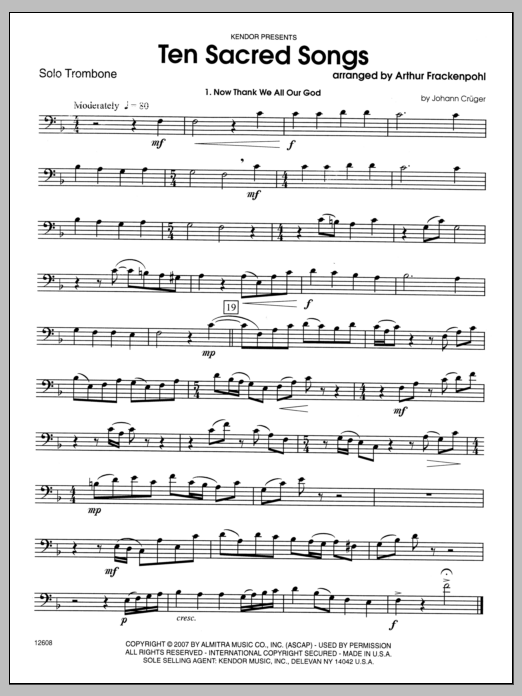 Download Arthur Frackenpohl Ten Sacred Songs - Trombone Sheet Music
