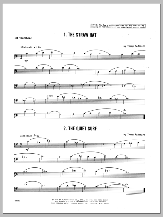 Download Pederson Ten Trios For Trombone - 1st Trombone Sheet Music