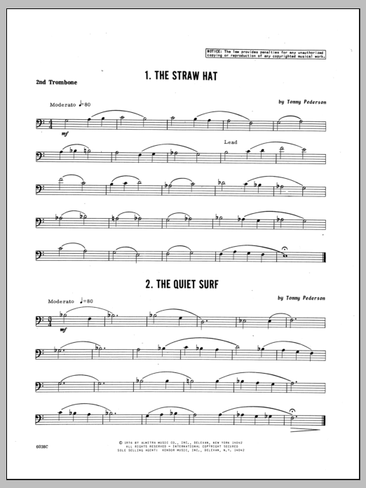 Download Pederson Ten Trios For Trombone - 2nd Trombone Sheet Music