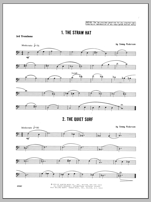 Download Pederson Ten Trios For Trombone - 3rd Trombone Sheet Music