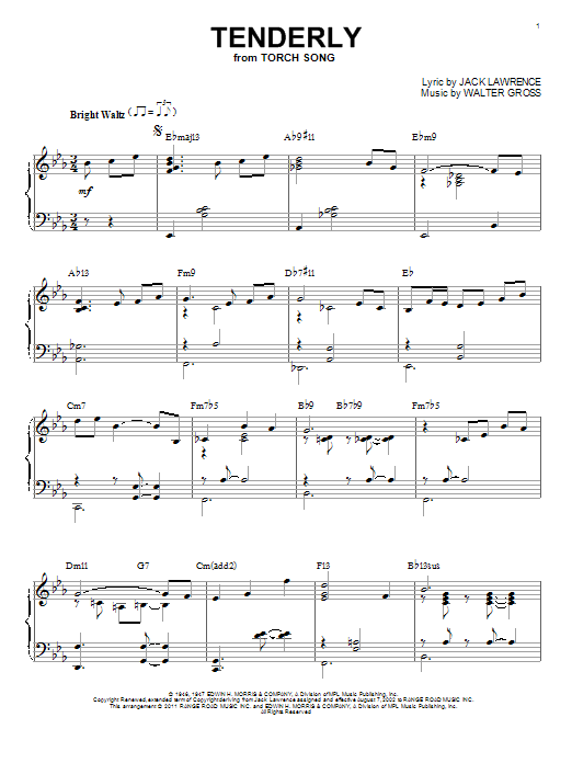 Download Bill Evans Tenderly [Jazz version] (arr. Brent Eds Sheet Music