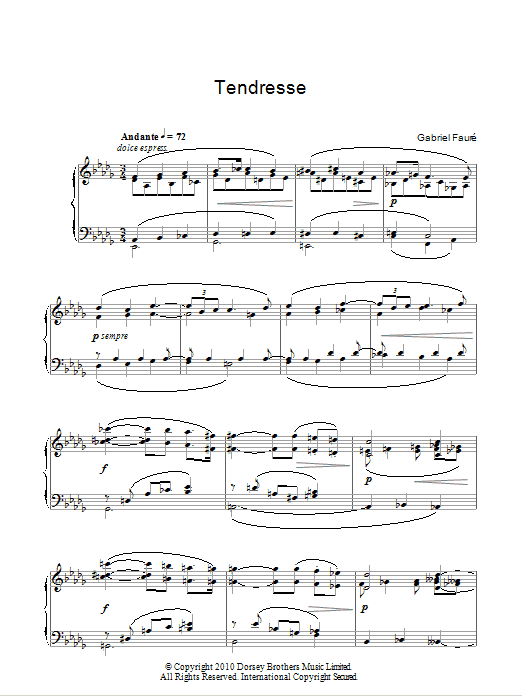 Download Gabriel Fauré Tendresse Sheet Music