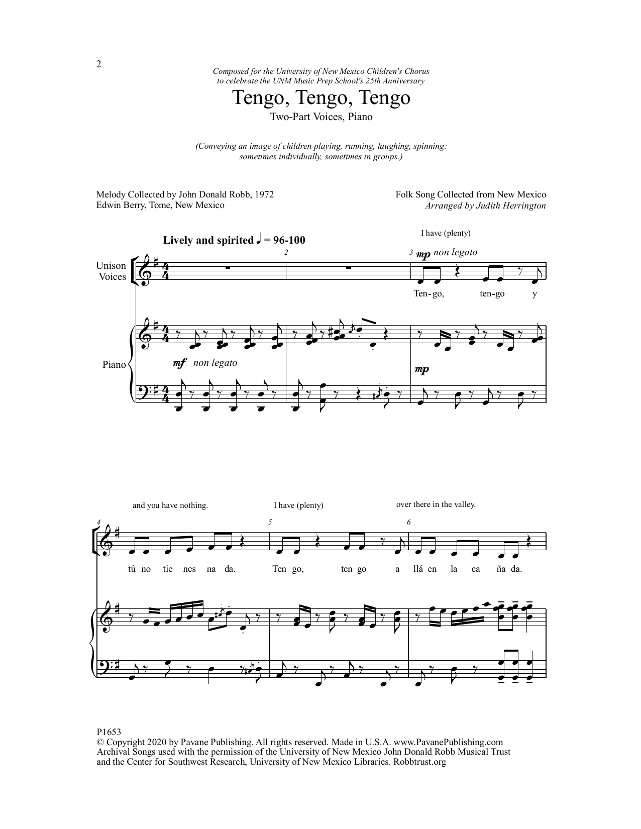 Download Judith Herrington Tengo, Tengo, Tengo Sheet Music