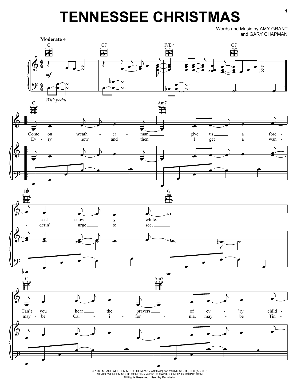 Download Amy Grant Tennessee Christmas Sheet Music