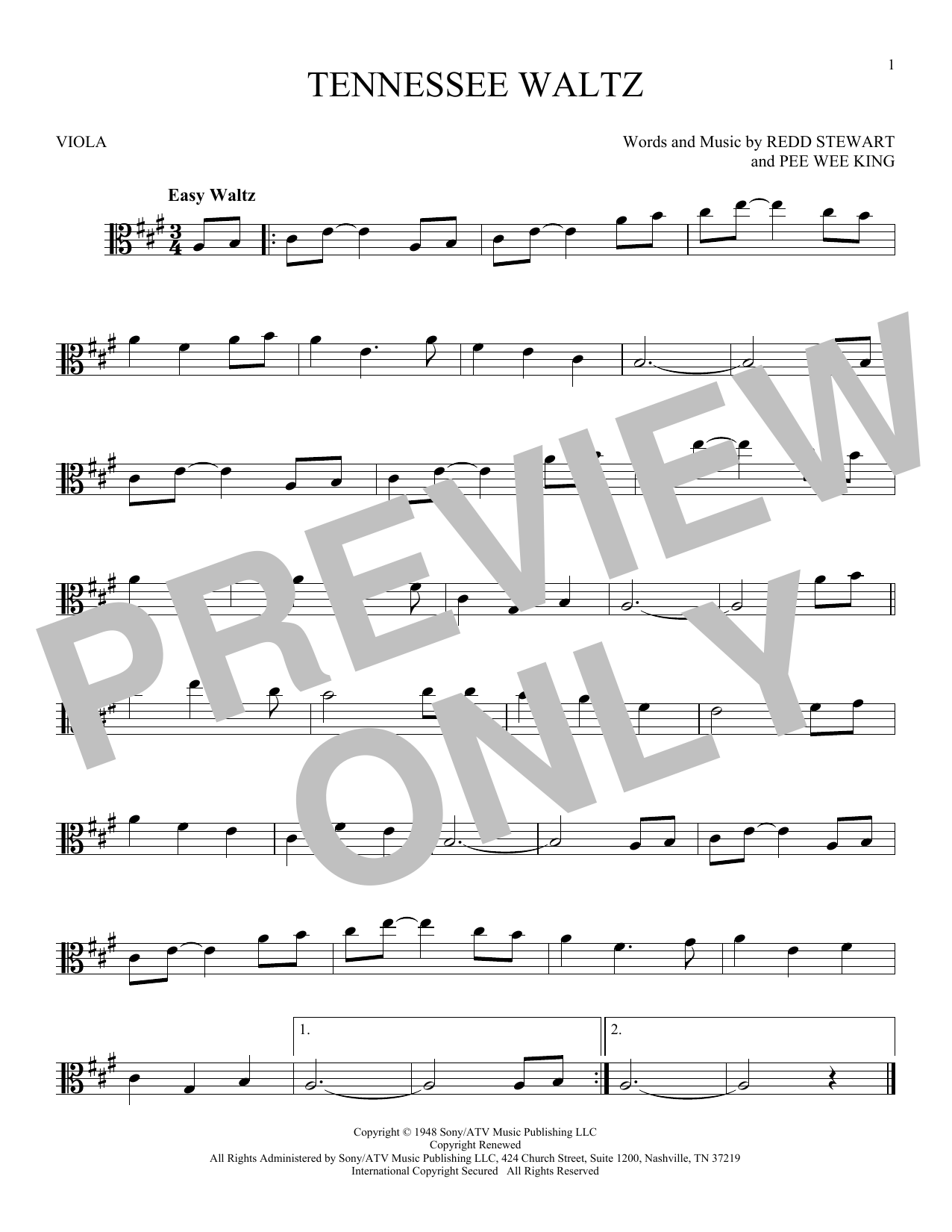 Download Pee Wee King Tennessee Waltz Sheet Music