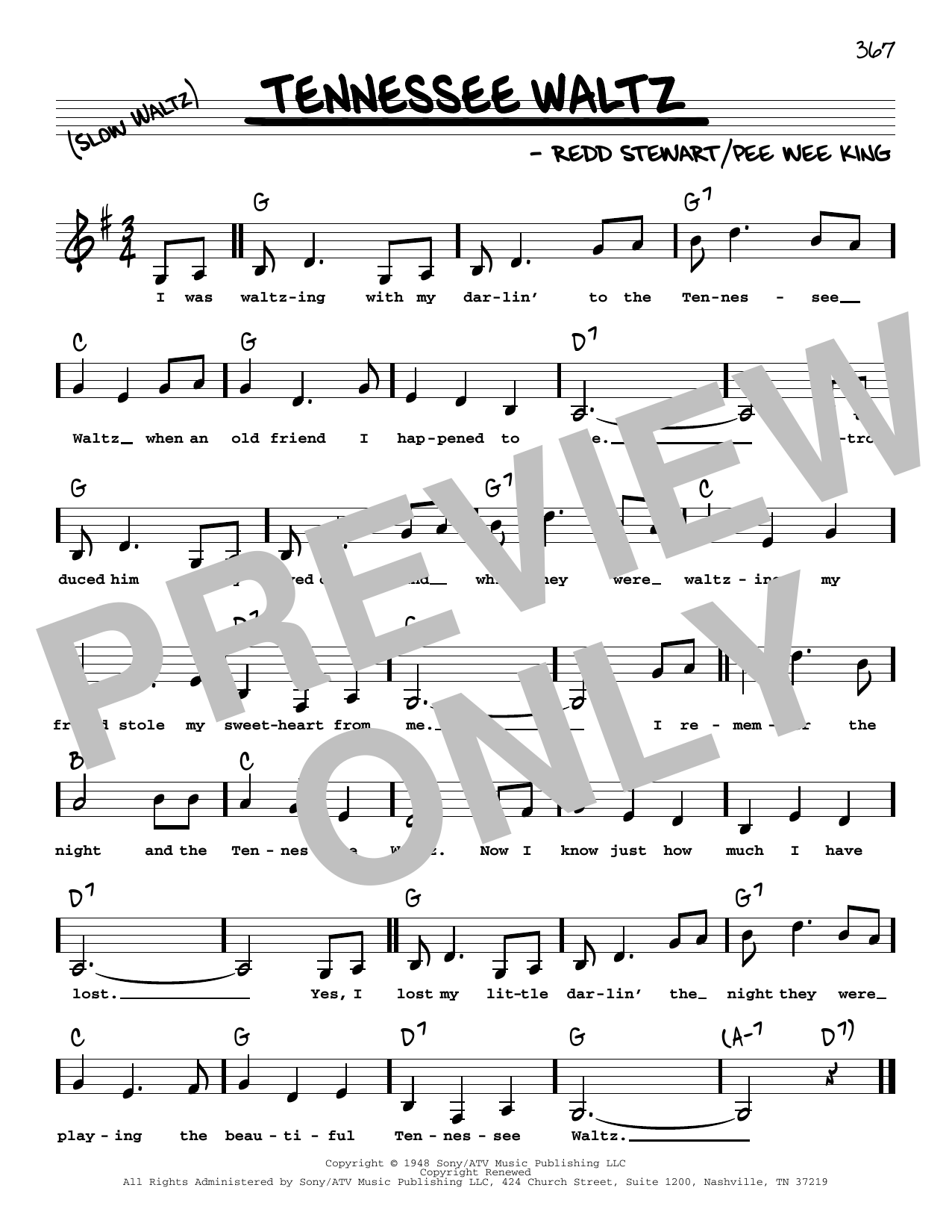 Download Pee Wee King Tennessee Waltz (Low Voice) Sheet Music