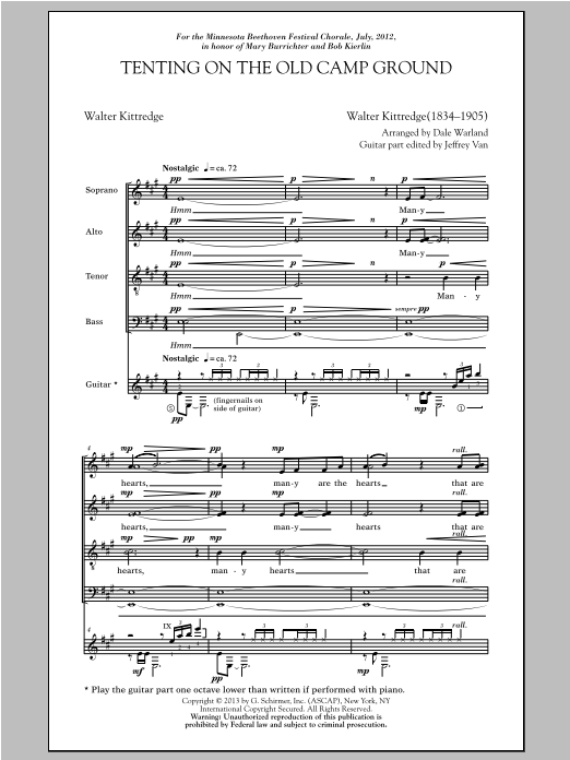 Download Walter Kittredge Tenting On The Old Camp Ground (arr. Da Sheet Music