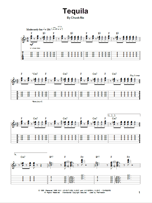 Download The Champs Tequila Sheet Music