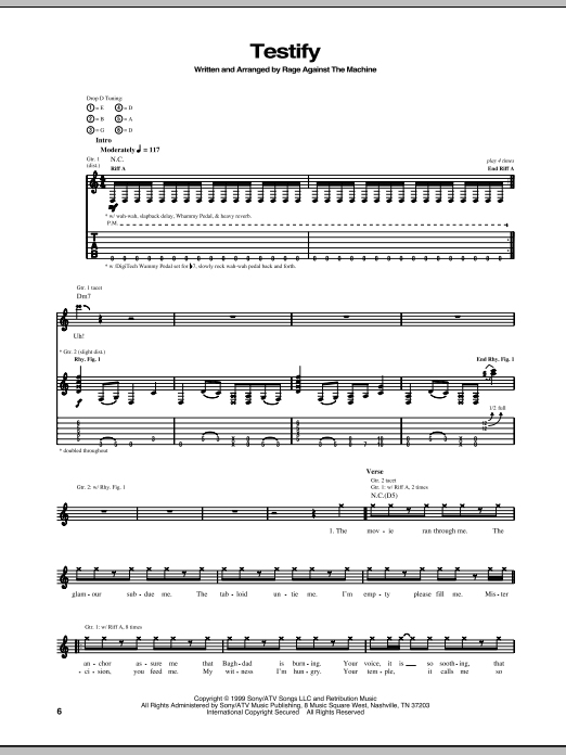 Download Rage Against The Machine Testify Sheet Music