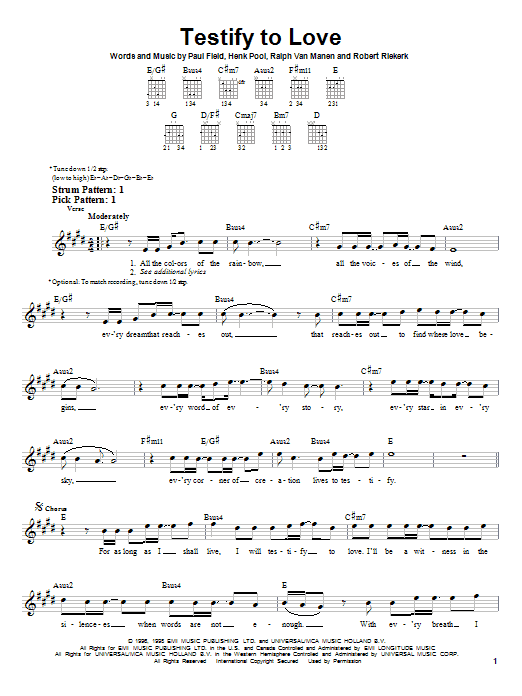 Download Avalon Testify To Love Sheet Music