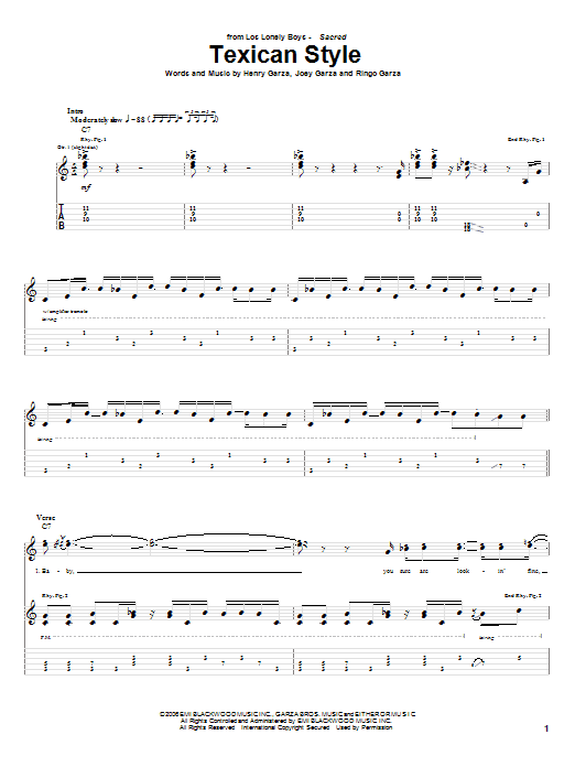 Download Los Lonely Boys Texican Style Sheet Music