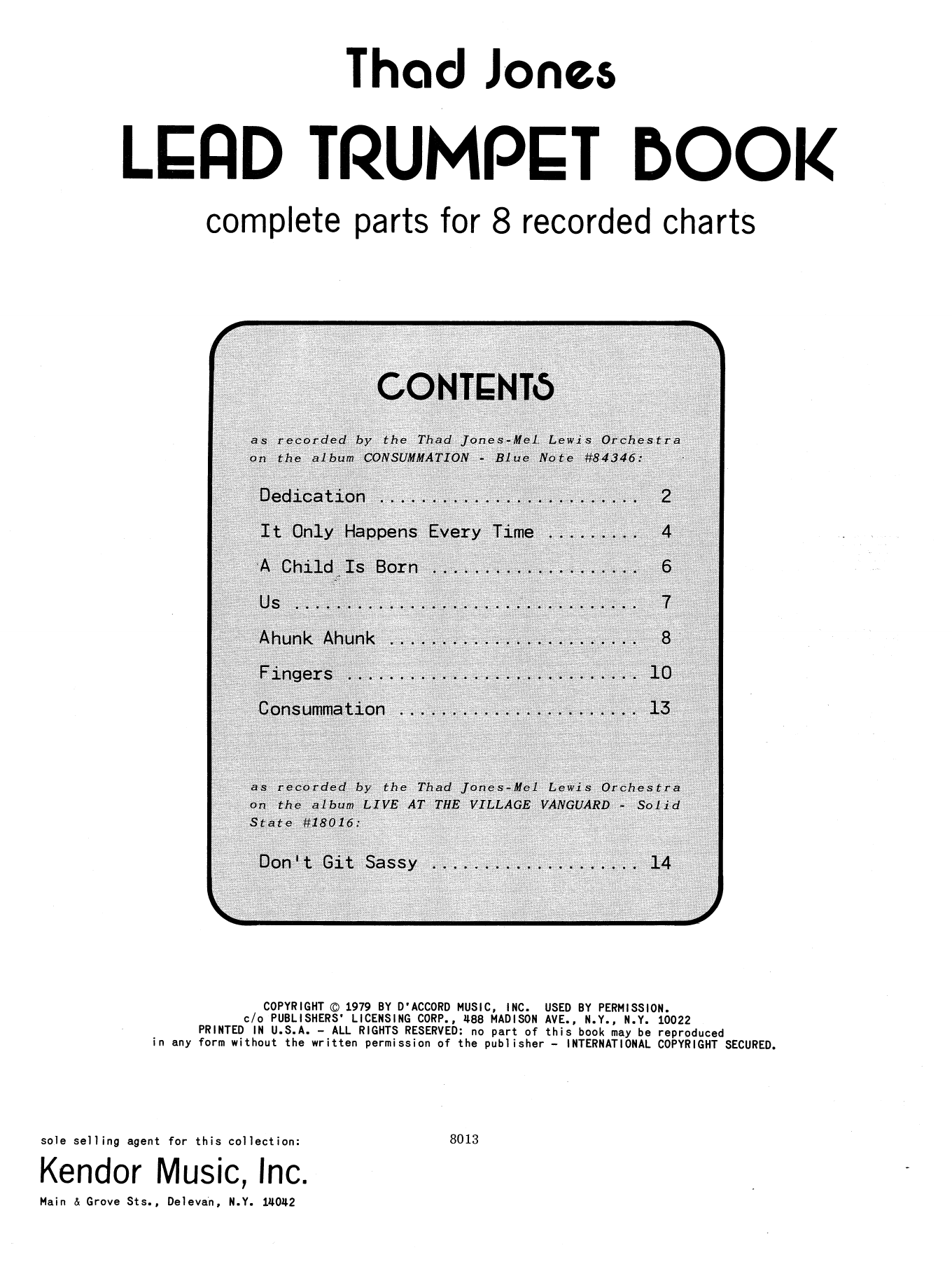Download Thad Jones Thad Jones Lead Trumpet Book Sheet Music