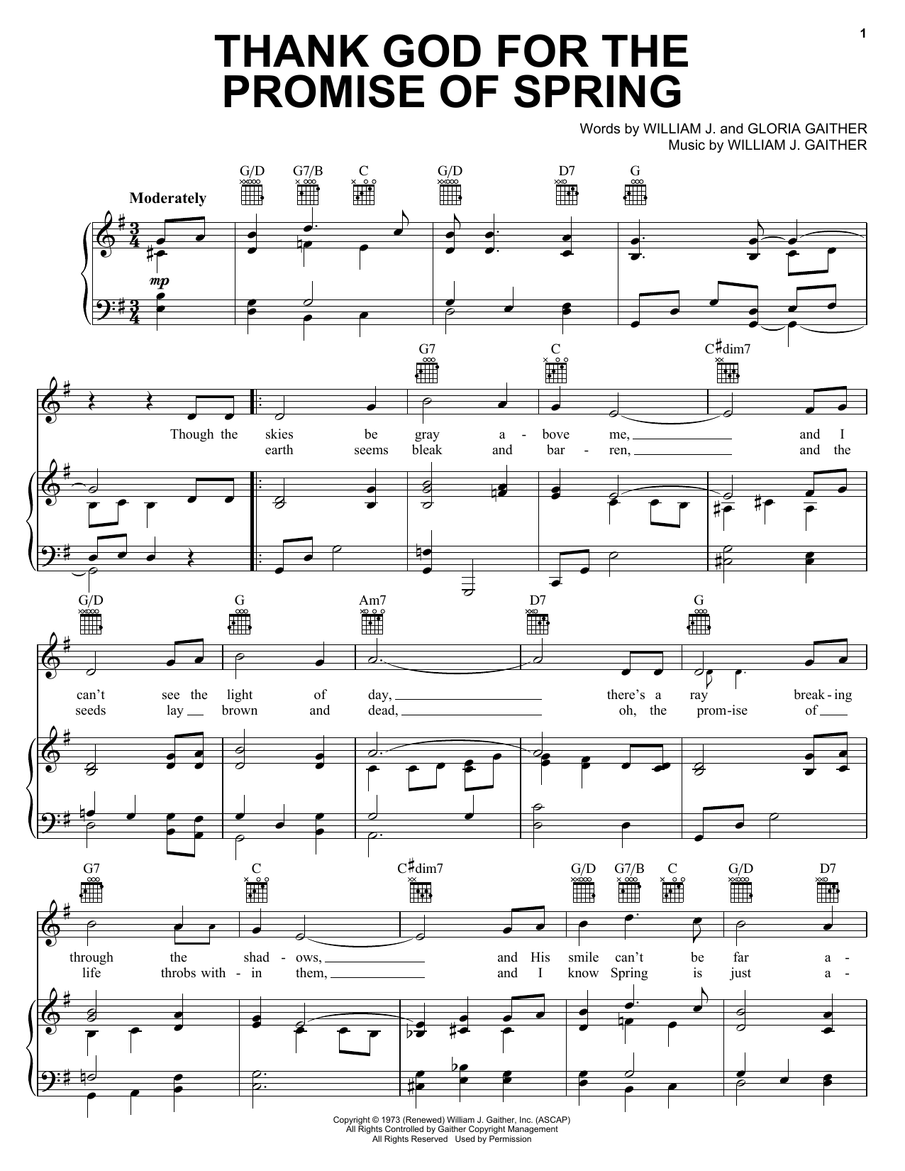 Download Bill & Gloria Gaither Thank God For The Promise Of Spring Sheet Music