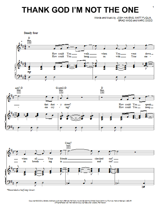 Download The Afters Thank God I'm Not The One Sheet Music