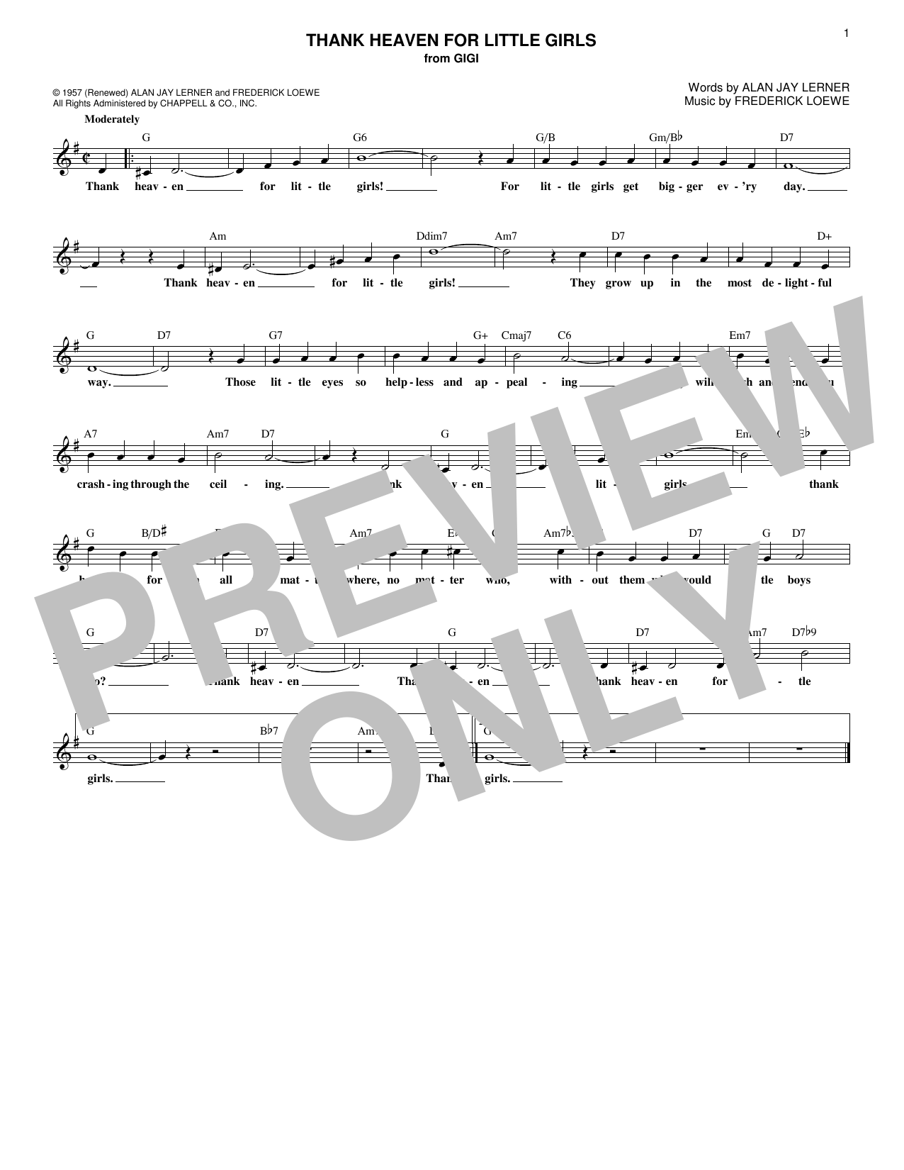 Download Frederick Loewe Thank Heaven For Little Girls Sheet Music
