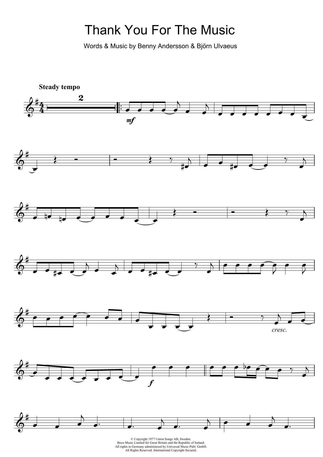 Download ABBA Thank You For The Music Sheet Music