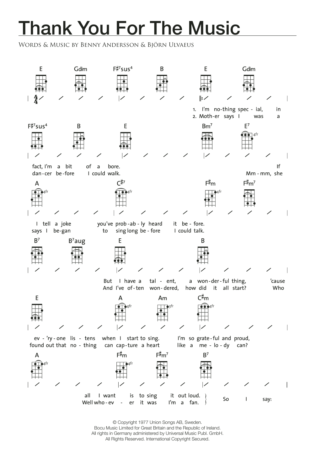 Download ABBA Thank You For The Music Sheet Music