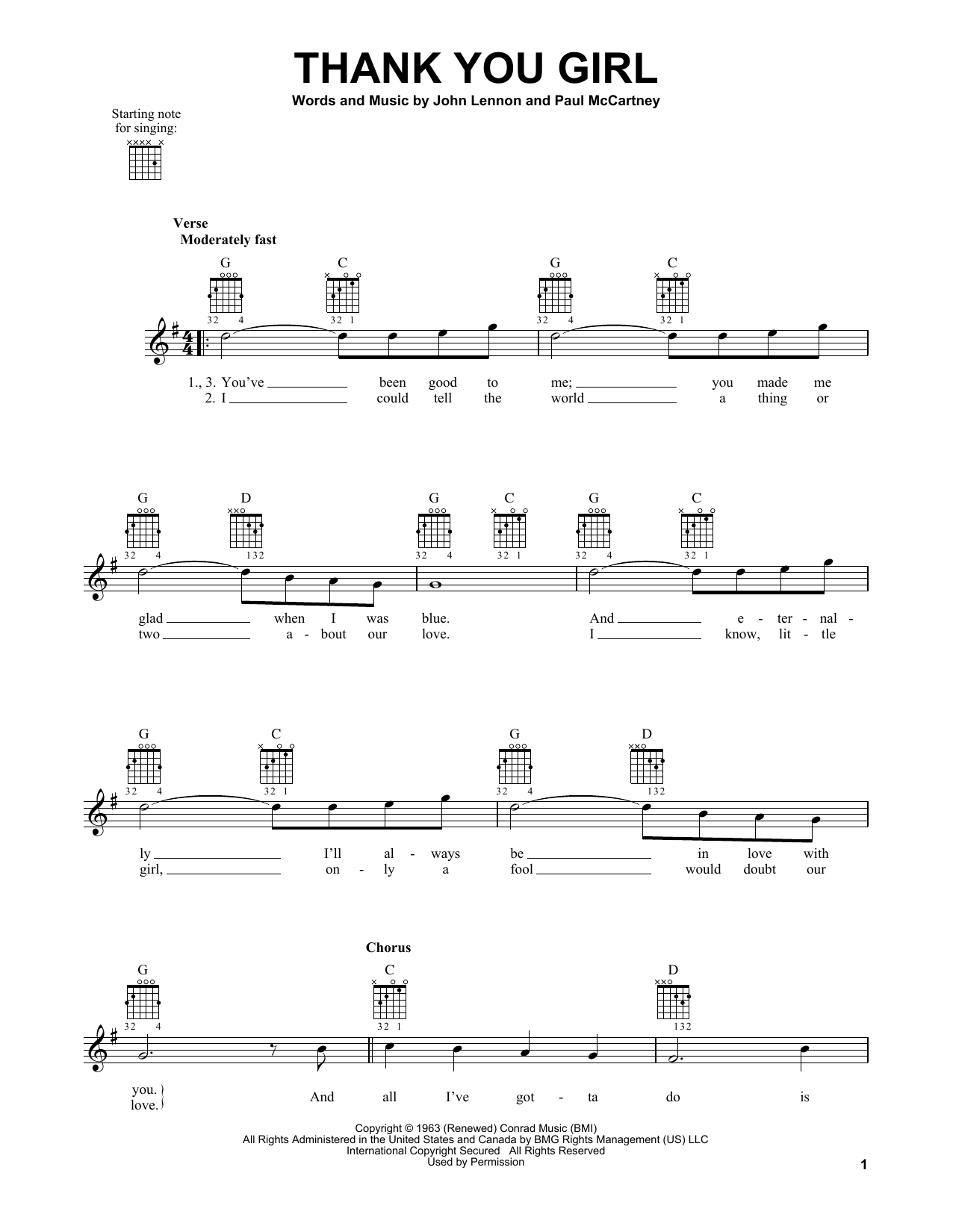 Download The Beatles Thank You Girl Sheet Music