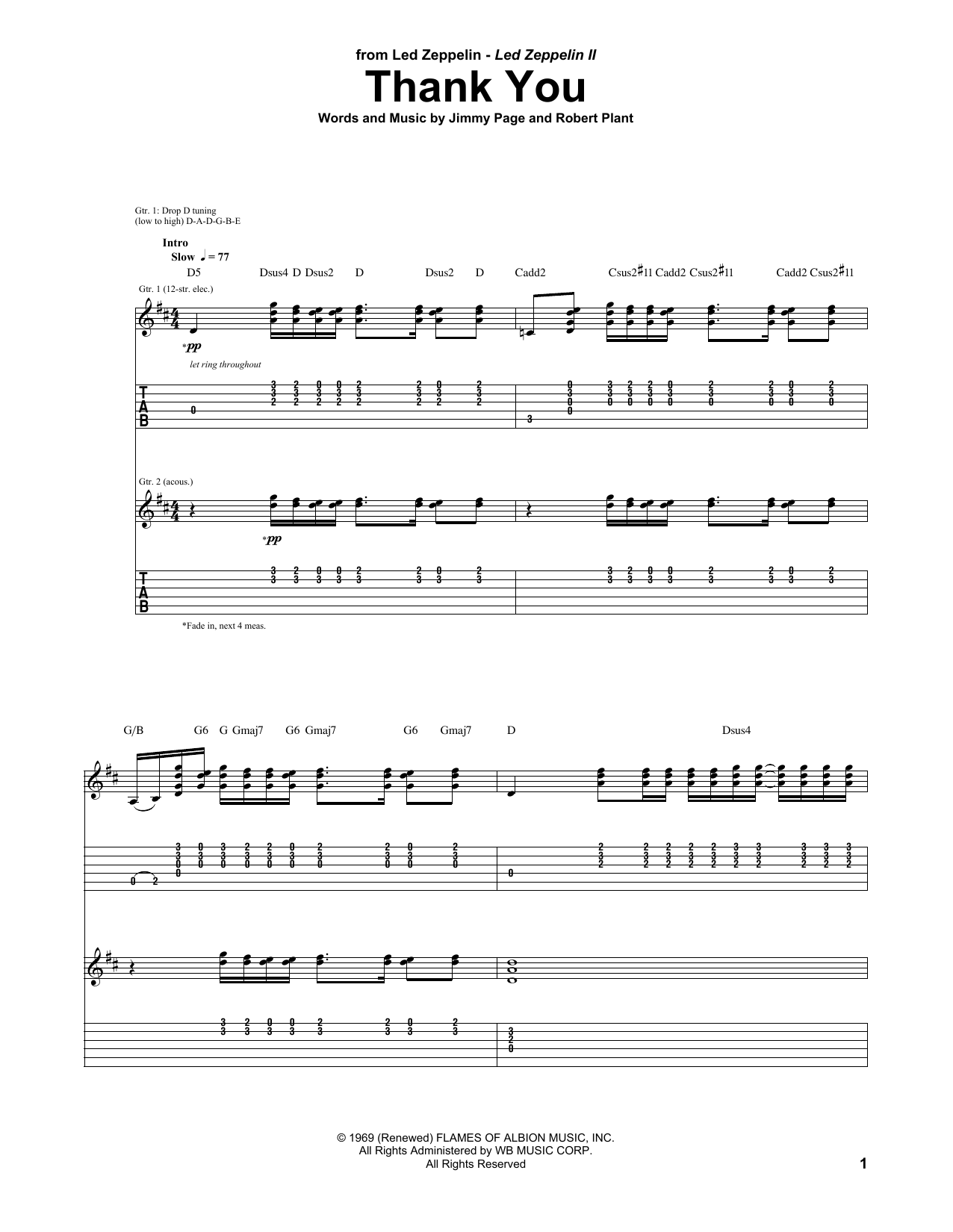 Download Led Zeppelin Thank You Sheet Music