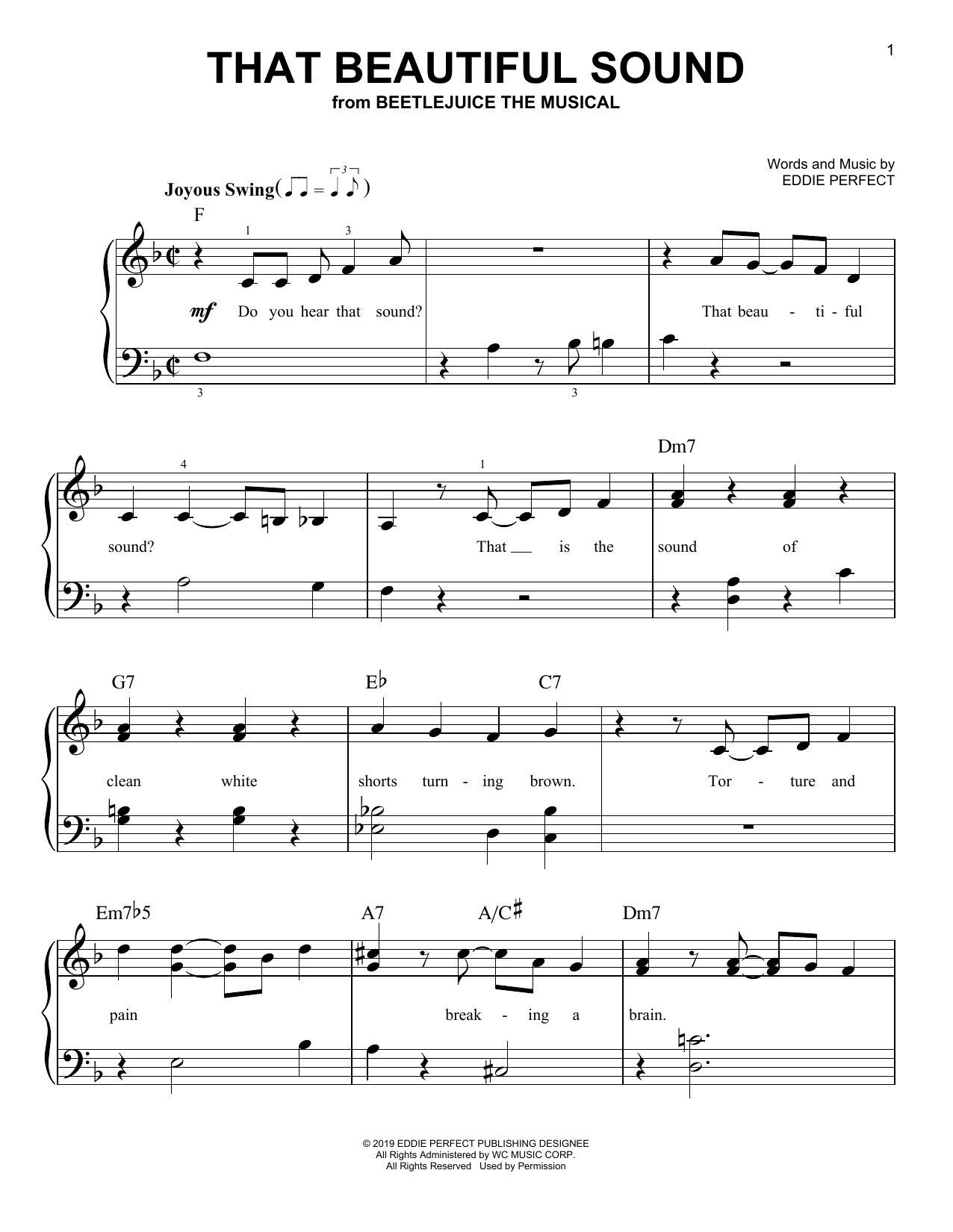 Download Eddie Perfect That Beautiful Sound (from Beetlejuice Sheet Music
