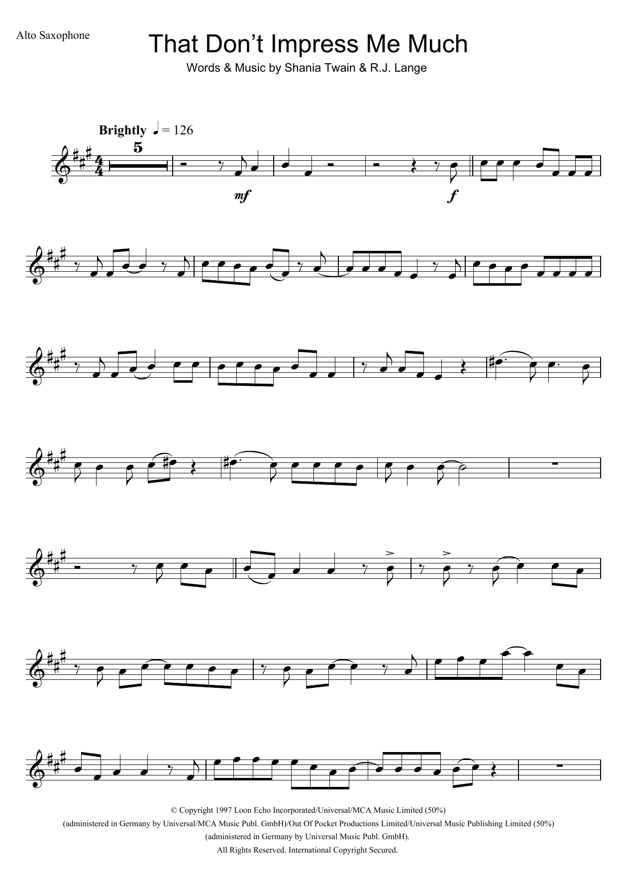 Download Shania Twain That Don't Impress Me Much Sheet Music