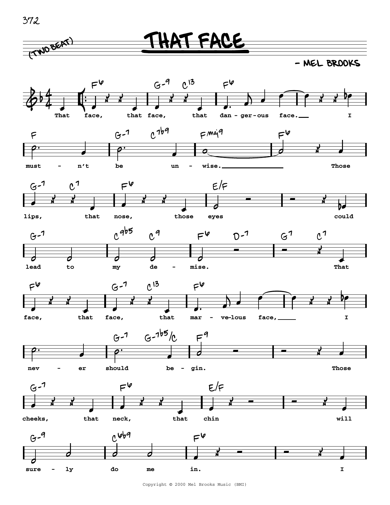 Download Mel Brooks That Face (High Voice) (from The Produc Sheet Music