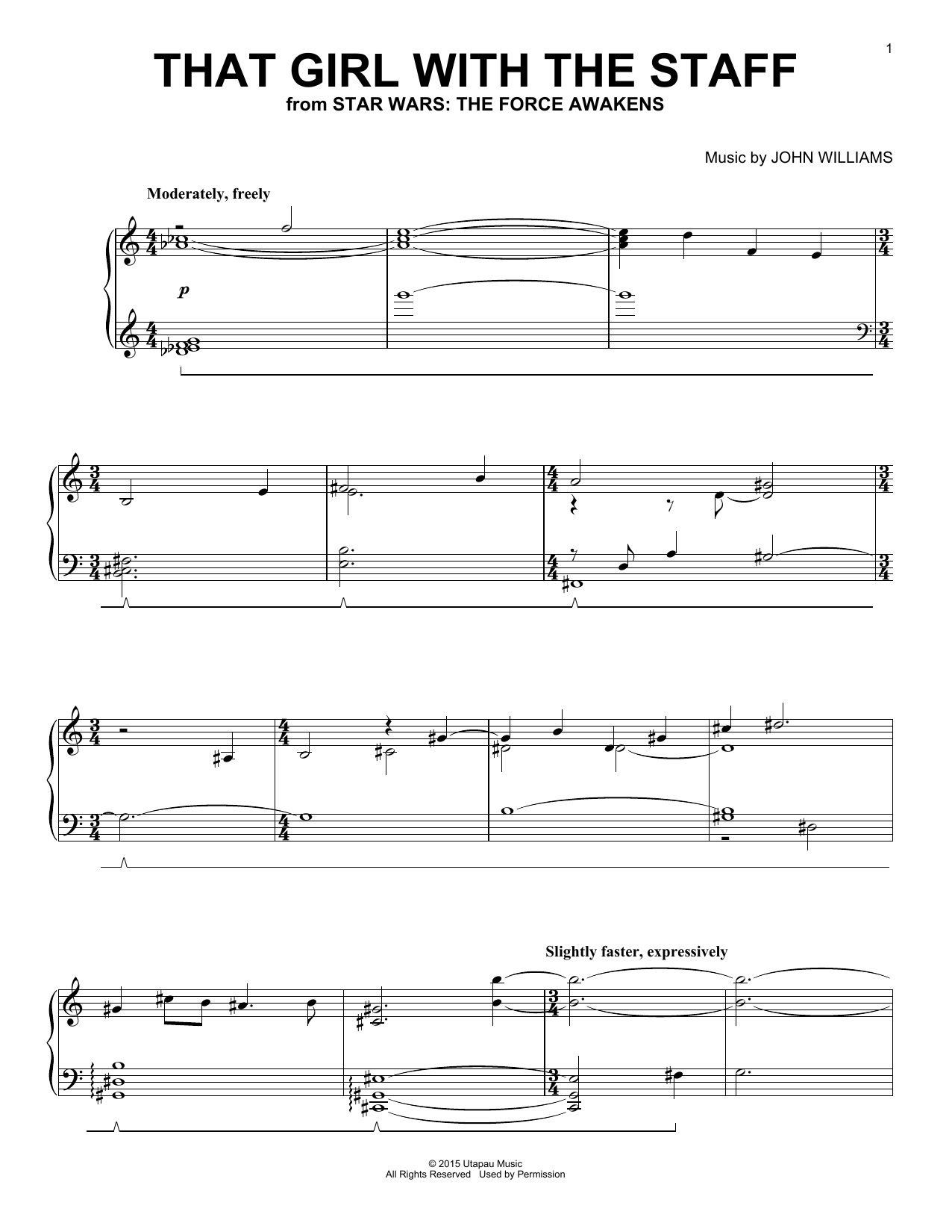 Download John Williams That Girl With The Staff Sheet Music