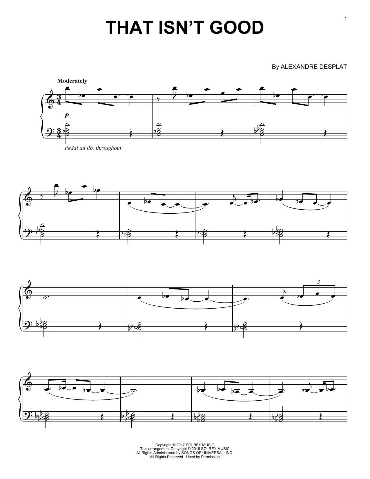 Download Alexandre Desplat That Isn't Good (from 'The Shape Of Wat Sheet Music